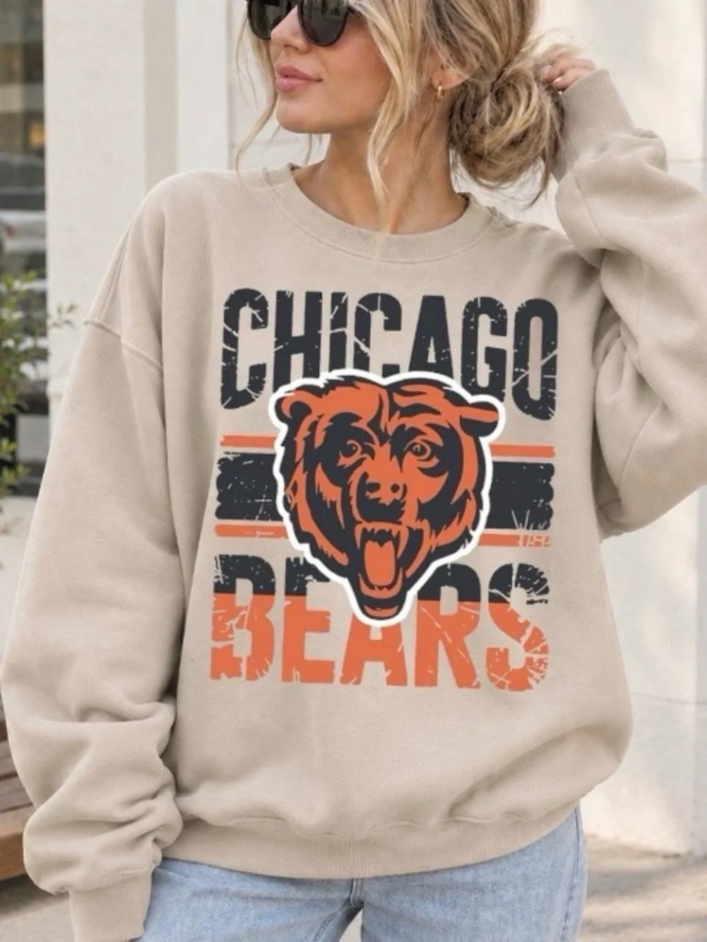 Sand Chicago Bears Graphic Crewneck Sweatshirt